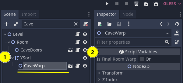 Setting up Cave Warps in the Scene