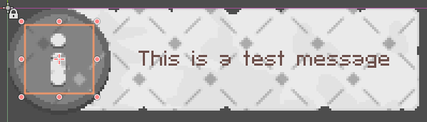 test notification panel with a checkmark icon