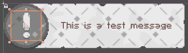 test notification panel with a checkmark icon