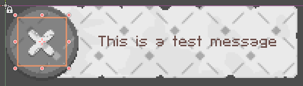 test notification panel with a checkmark icon