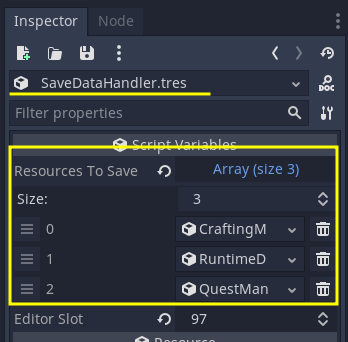 Adding Resources to SaveDataHandler