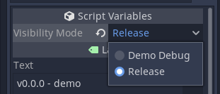 choosing visibility mode in the editor inspector