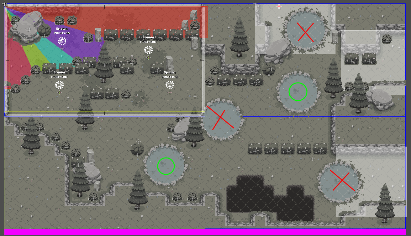 Example of correct and incorrect pond placemente in nxn levels