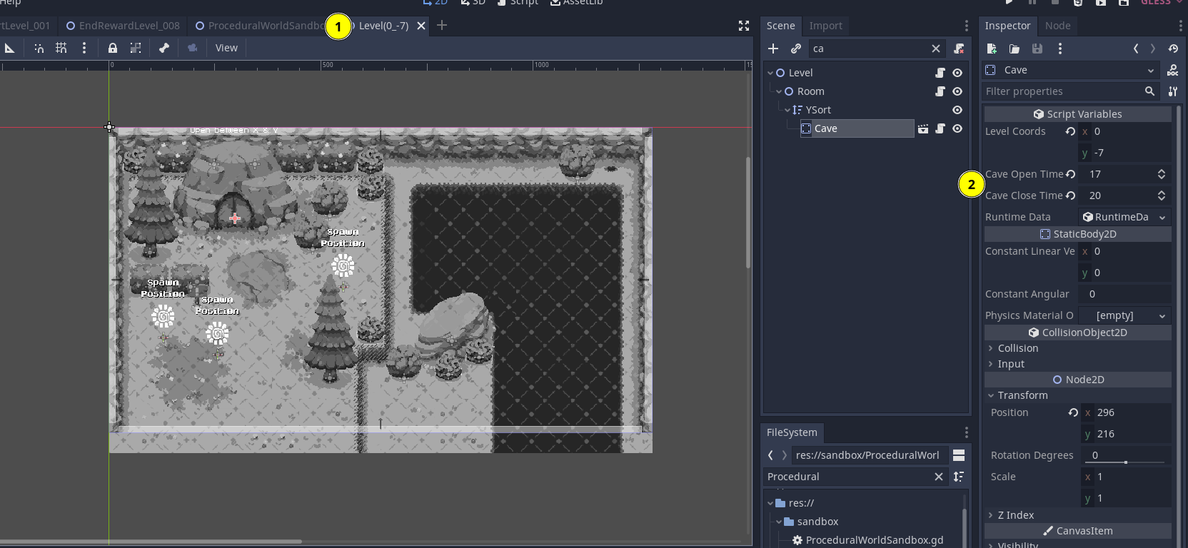 Finding Opening hours for a cave in the editor